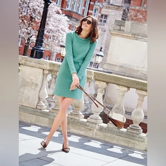 Boden Sixties Jacquard Dress in Navy Blue US 4 Anthro $118 - Picture 2 of 16